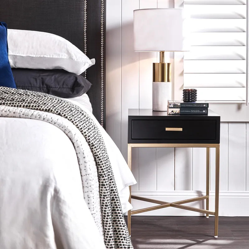 Nessa Black Bedside Table