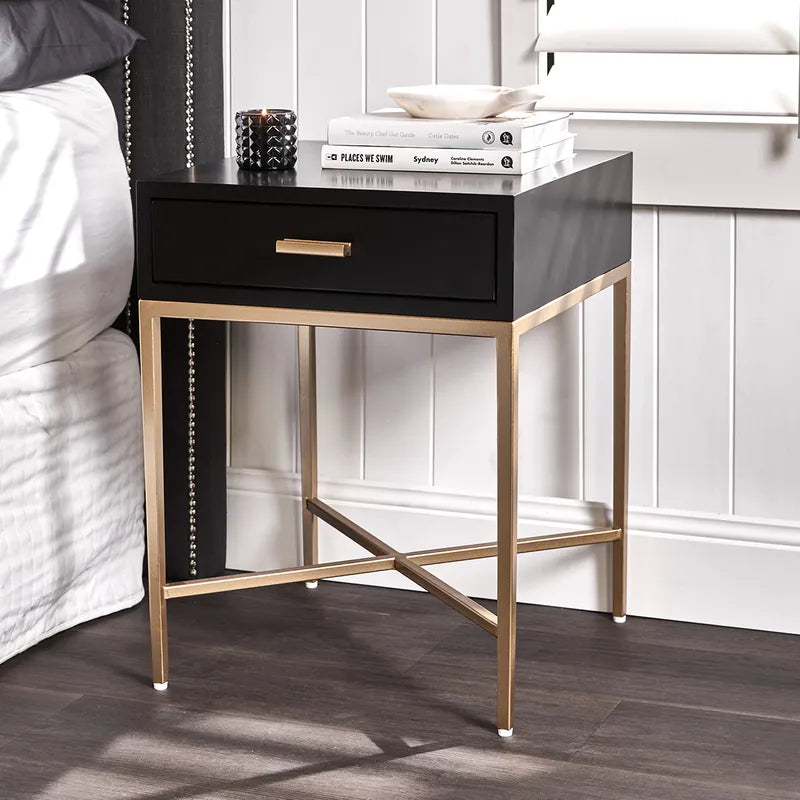 Nessa Black Bedside Table